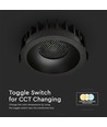 24W Blændfri RA90 CCT Downlight Ø135mm - 3 lyskulører, sort front, Hul: Ø115mm, Honeycomb