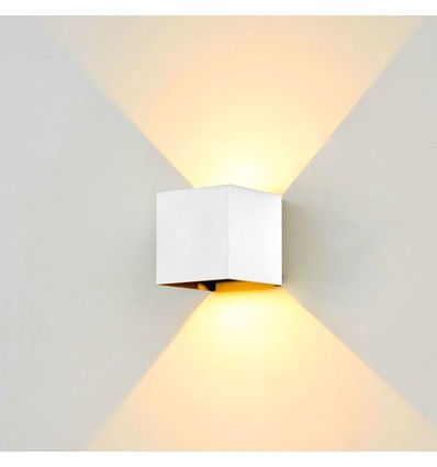 6W CUBIC væglampe - IP65, Hvid, firkantet, op/ned, justerbar, inde / ude, inkl. lyskilde