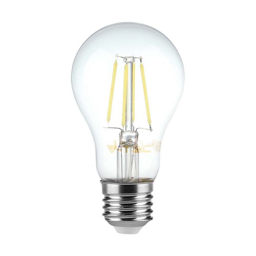 A60 12W LED Filament Pære E27 - Klart Dæksel, 4000K