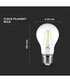 E27 12W LED filament pære - A70, 1521lm, klart glas, varm hvid