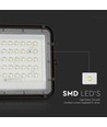 VT LED Solar Projektør 80W - 4000K, 6000 mAh Batteri, 3m Kabel, Smart IR Fjernbetjening, Hurtig Opladning