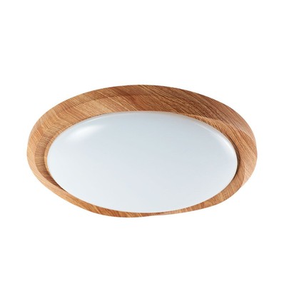 60W LED loftslampe med trælook, dæmpbar - 6000lm, Ø49cm, CCT, inkl. fjernbetjening