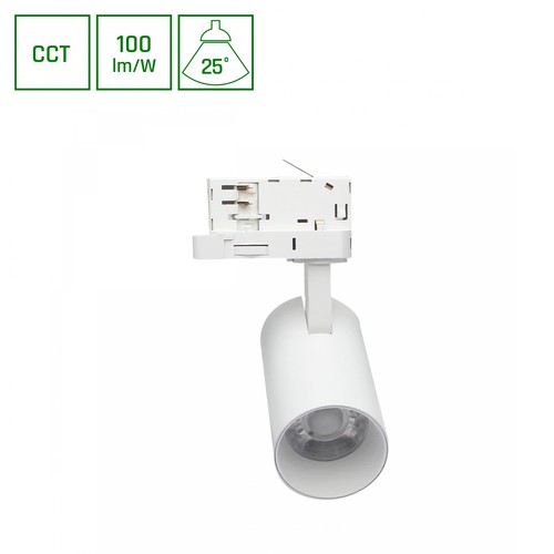 ANDROMEDA PRIME skinnespot 8W - 3-faset skinne CCT, 230V, 25°, IP20, DI. 54x109x160mm, hvid, SPECTRUM