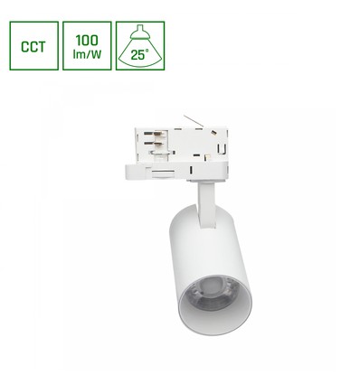 ANDROMEDA PRIME skinnespot 8W - 3-faset skinne CCT, 230V, 25°, IP20, DI. 54x109x160mm, hvid, SPECTRUM