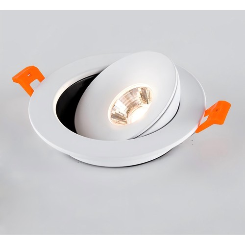 6,5W RA98 360° indbygningsspot - 360 grader justerbar, Hul: Ø8,5 cm, Mål: Ø10,9 cm, RA98, hvid kant, 230V