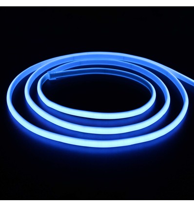 5m 11,5W/m Lyseblå Neon COB strip - 230V, IP67, 288 LED, Kan klippes for hver 10cm