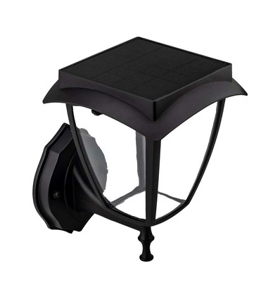 Solcelle Væglampe, klassisk design - 3000K+6000K, sort