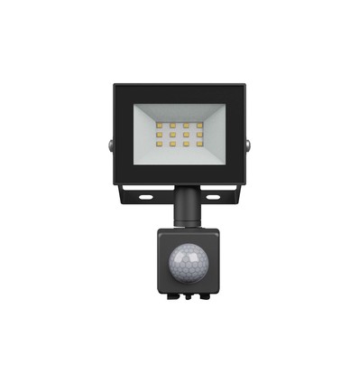 Noctis Lux 4 projektør 10W - kold hvid, 230V, IP44, 94x150x53mm, sort, PIR sensor