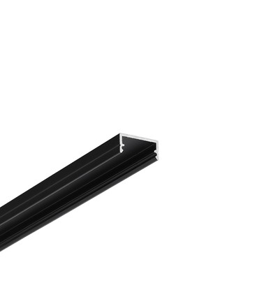 2m aluprofil BEGTON12 J/S - Sort anodiseret, påbygning, LED skinne