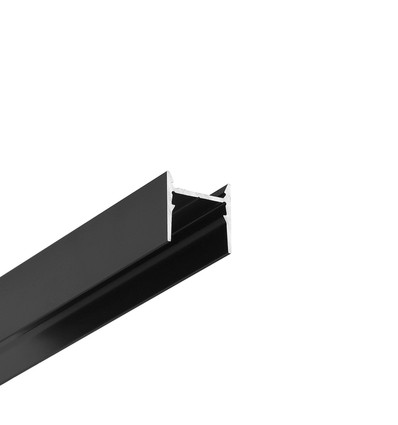 2m aluprofil COZY12 C/U1 - Sort anodiseret, påbygning, LED skinne
