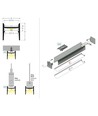 2m aluprofil COZY12 C/U1 - Sort anodiseret, påbygning, LED skinne
