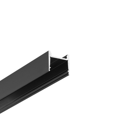 2m aluprofil HOOD14 F/U1 - Sort anodiseret, påbygning, LED skinne