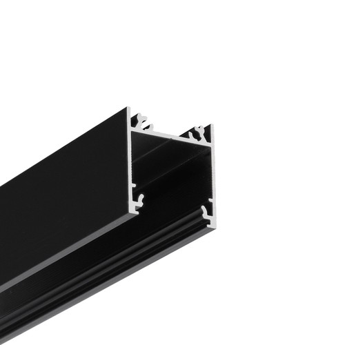 1m aluprofil LINEA20 EE7F/TY - Sort anodiseret, påbygning, LED skinne