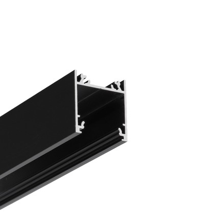 2m aluprofil LINEA20 EE7F/TY - Sort anodiseret, påbygning, LED skinne