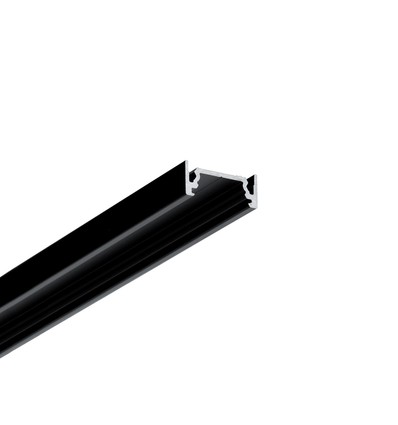 2m aluprofil SURFACE10.V2 BC/U - Sort anodiseret, påbygning, LED skinne