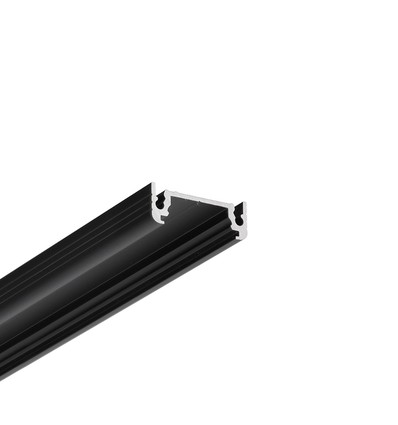 2m aluprofil SURFACE14 EE7F/TY - Sort anodiseret, påbygning, LED skinne