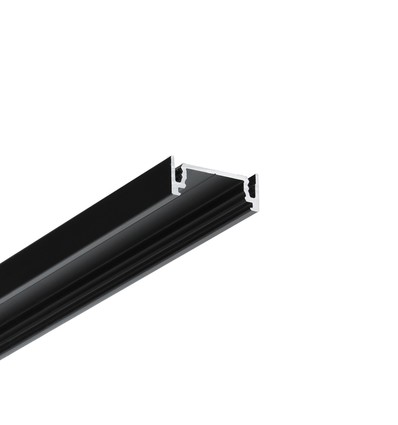 2m aluprofil SURFACE14.V2 EE7F/Y - Sort anodiseret, påbygning, LED skinne