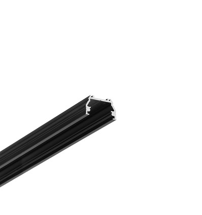 1m aluprofil UNI12 BCD/U - Sort anodiseret, påbygning, LED skinne