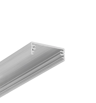2m aluprofil WIDE24 G/W - Ubehandlet aluminium, påbygning, LED skinne