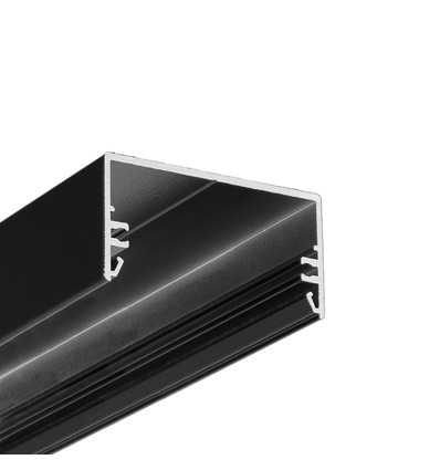 1m aluprofil LOWI C10 - Sort lakeret, påbygning, LED skinne