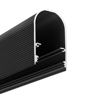 1m aluprofil NAMI23 CD-9 - Sort anodiseret, påbygning, LED skinne