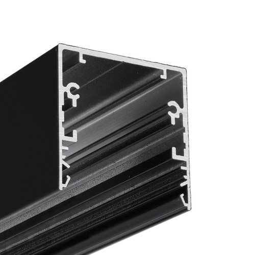 2m aluprofil PHIL53 C10 - Sort lakeret, påbygning, LED skinne