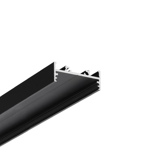 2m aluprofil VARIO30-01 ACDE-9/TY - Sort anodiseret, påbygning, LED skinne