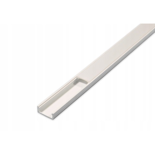 PVC profil 16x7 til LED strip - 1 meter, hvid, inkl. mælkehvidt cover