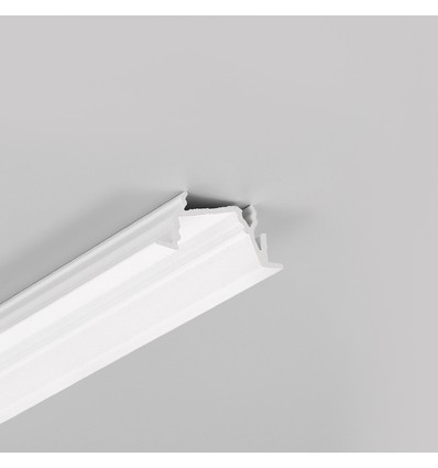 1m aluprofil DIAGONAL14 F/TY - Hvid lakeret, indbygget, LED skinne