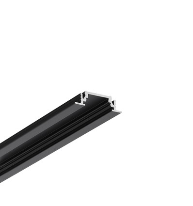 1m aluprofil GROOVE10 BC/UX - Sort anodiseret, indbygget, LED skinne