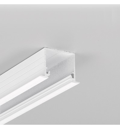 2m aluprofil LINEA-IN20 EE7F/U7 - Hvid lakeret, indbygget, LED skinne