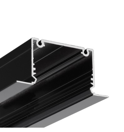 1m aluprofil PHIL RECESSED C10 - Sort lakeret, indbygget, LED skinne