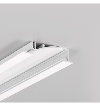 2m aluprofil FLAT8 H/UX - Hvid lakeret, indbygget, LED skinne