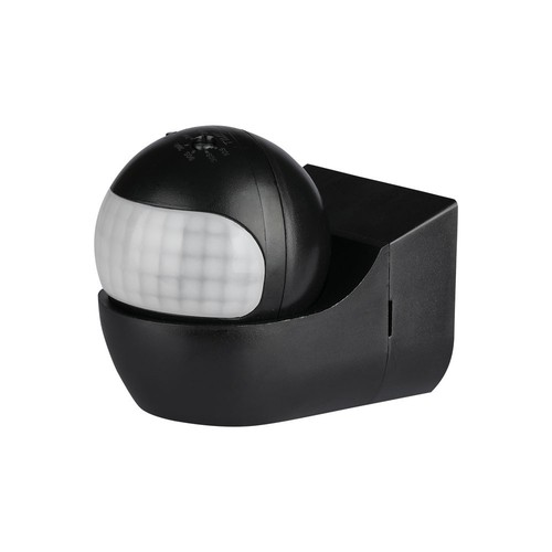 PIR vægsensor med bevægeligt hoved sort, IP44 (max: 400W LED)