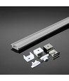 2m indbygningsprofil i aluminium, hvid - Inkl. mælkehvidt cover, til 12mm LED strip, 2000x24.7x7mm