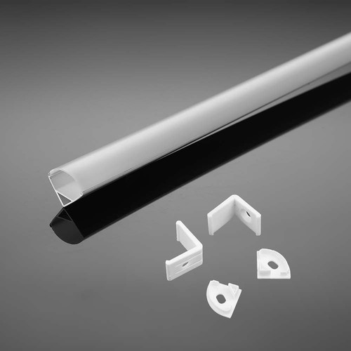2m hjørneprofil monteringssæt - 15,8x15,8mm, hvid, inkl. mælkehvidt cover, klips og endestykker