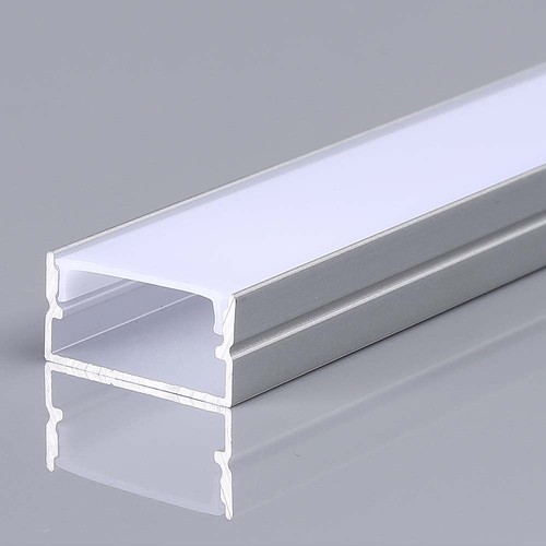 Monteringssæt - 2000x20x10mm, Sølvhus, Diffuser til LED-strip