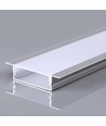Bred aluprofil - 2 meter, inkl. mælkehvidt cover og endestykker