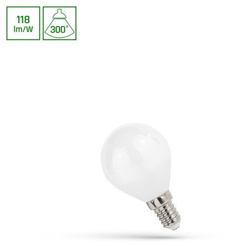 5,5W LED mat kronepære - Kultråd, P45, neutral hvid, E14, 230V, Spectrum
