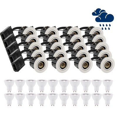20 stk. LEDlife indbygningsspot Inno88 Udendørs - Inkl. 4,5W GU10, Hvid, IP44, godkendt i isolering
