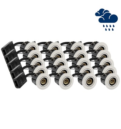 20 stk. GU10 indbygningsspot Inno88 Udendørs - Hvid, IP44, godkendt i isolering