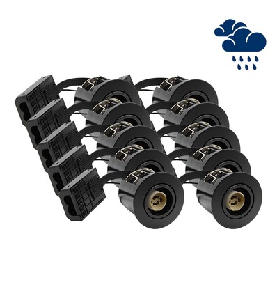 10 stk. LEDlife indbygningsspot Inno88 Udendørs - GU10, Sort, IP44, godkendt i isolering