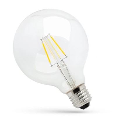 8W E27 LED globepære - Kultråd, klar, Ø12,5 cm, 230V, Spectrum