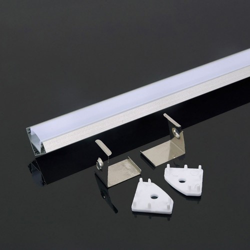 Monteringssæt med Diffuser - LED-Strips, Hjørne, 2000x19x19mm, Sølv
