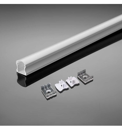 2m hvid aluminiumsprofil til LED strips - Inkl. diffuser, til overflademontering, IP20