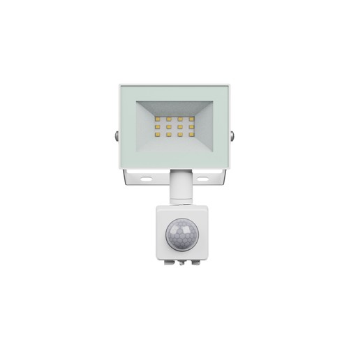 10W projektør med sensor - Hvid, IP65, PIR sensor, 230V, Spectrum