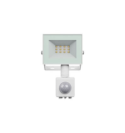 10W projektør med sensor - Hvid, IP65, PIR sensor, 230V, Spectrum