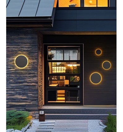 9W Væglampe - IP44 udendørs, Ø12cm, 3 lyskulører, Grå, CCT