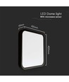 30W LED sensorlampe - IP44, 42x42cm, sort kant, indbygget mikrobølge sensor, 4000K