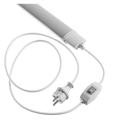 120cm 36W LED armatur m. stik og afbryder - IP65, 2m kabel + stik, tænd/sluk